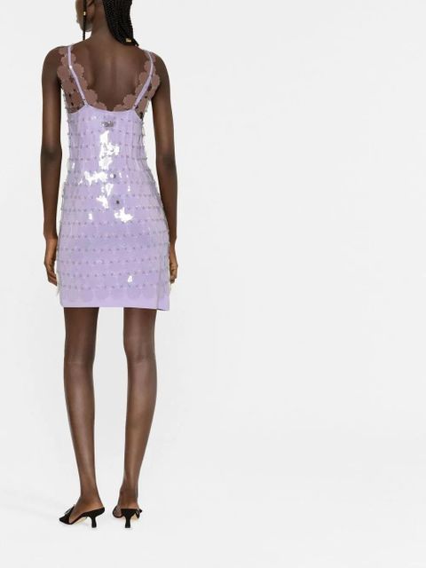 Rabanne sequinned V-neck mini dress - Purple