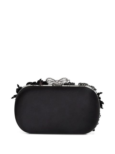 Self-Portrait crystal-embellished floral clutch bag - Black - zdjęcie produktu nr 2