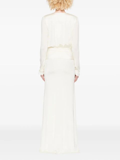 Paris Georgia Filomena long-sleeve wrap dress - White