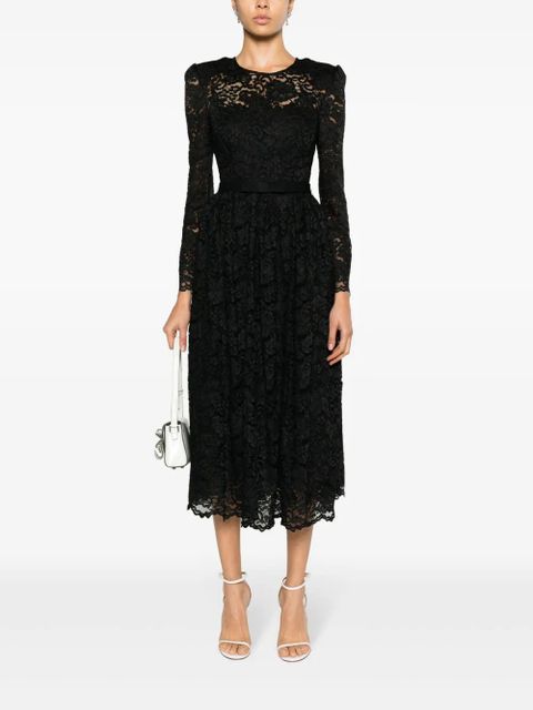 Self-Portrait detachable-belt floral-lace dress - Black
