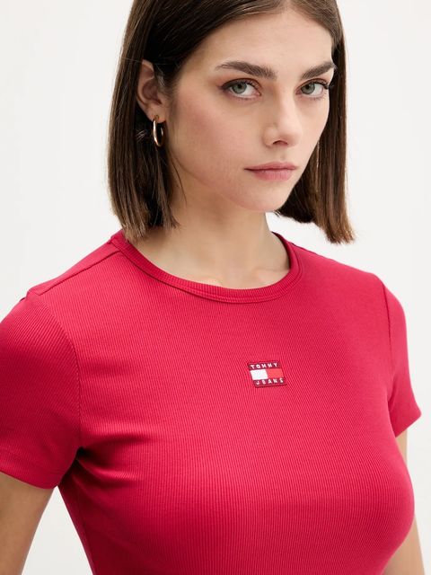 Tommy Jeans t-shirt damski kolor bordowy DW0DW17881