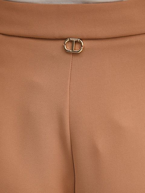Twinset spodnie damskie kolor brązowy szerokie high waist 252TP2284