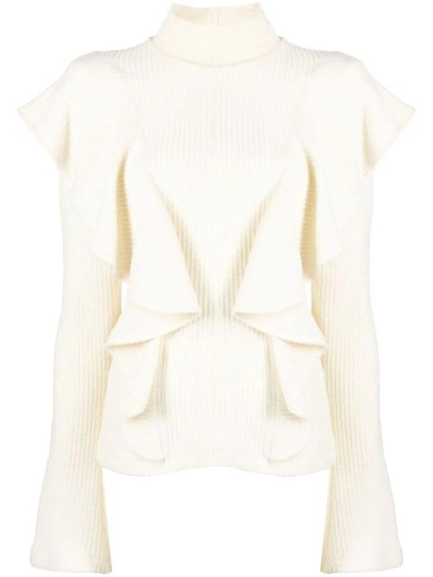 Chloé ruffled high-neck jumper - White - zdjęcie produktu nr 1