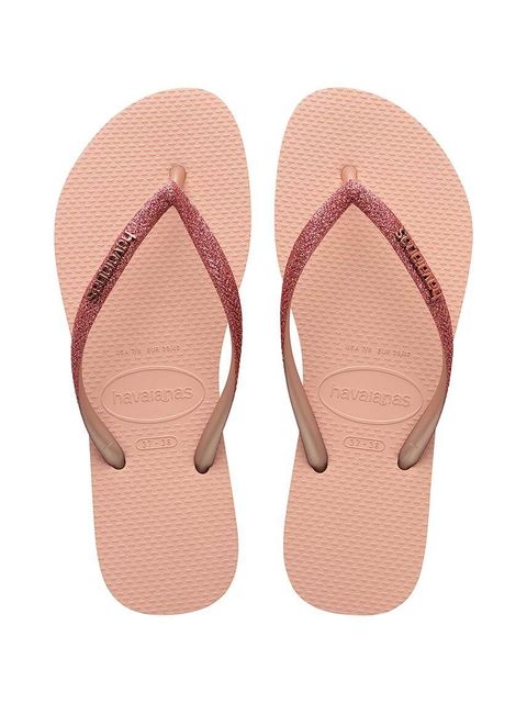 Havaianas japonki SLIM GLITTER II damskie kolor różowy na płaskim obcasie 4146975.9898