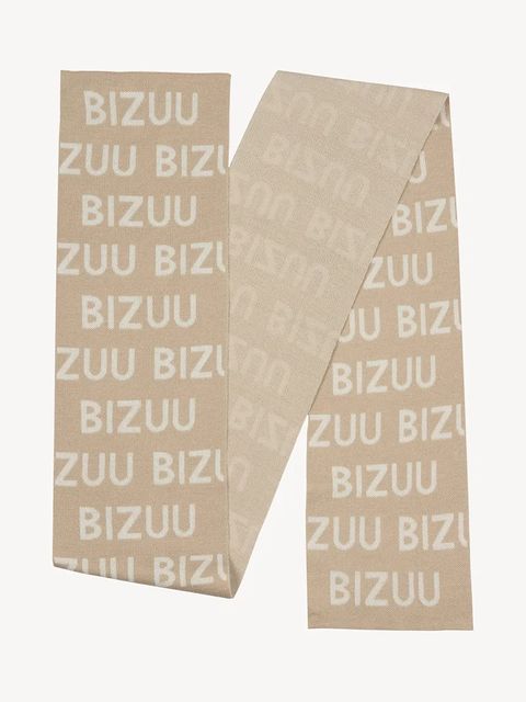 Bizuu szalik z dodatkiem wełny LOGGU damski kolor beżowy wzorzysty LOGGU BEŻOWY - zdjęcie produktu nr 1