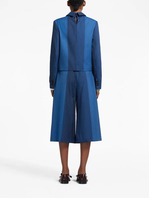 Marni pinstripe-pattern virgin wool jacket - Blue
