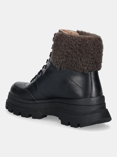 BOSS botki Foster damskie kolor czarny na płaskim obcasie 50552767