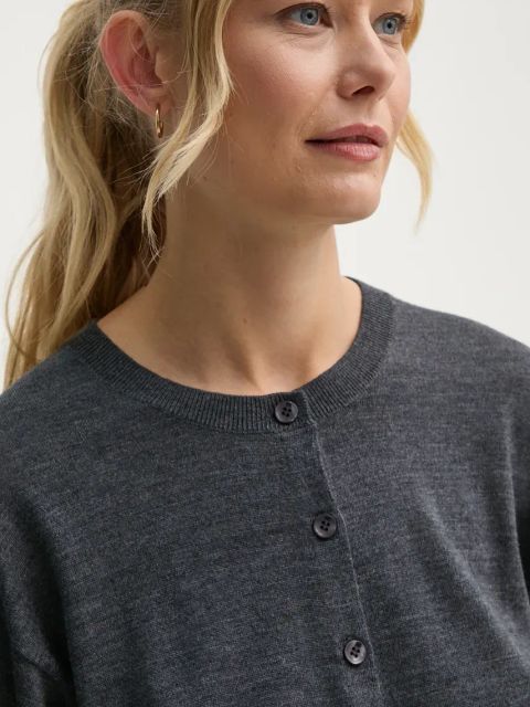 By Malene Birger kardigan wełniany MONTIE kolor szary lekki Q72580003