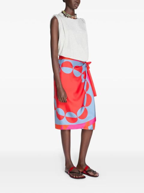 DRIES VAN NOTEN printed wrap midi skirt - Red