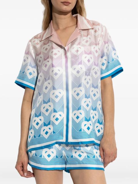 Casablanca Heart-monogram silk shirt - Blue