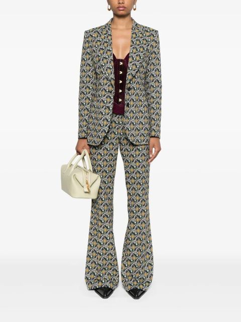 ETRO patterned-jacquard flared trousers - Green