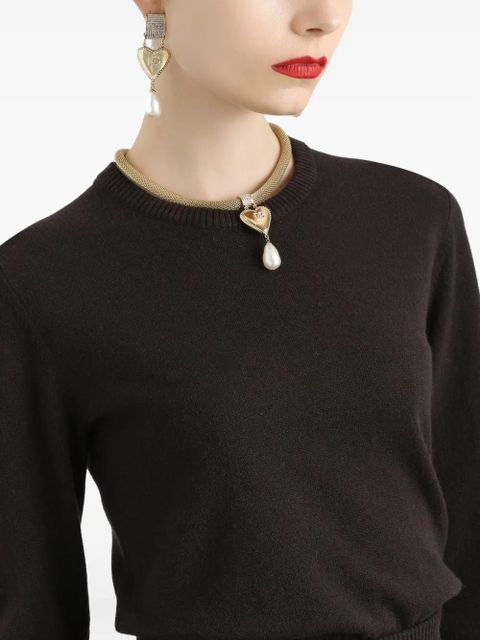 Dolce & Gabbana cropped round-neck sweater - Brown
