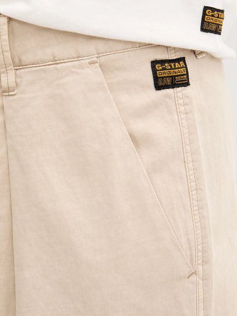 G-Star spodnie z domieszką lnu damskie kolor beżowy szerokie high waist D26435-D910