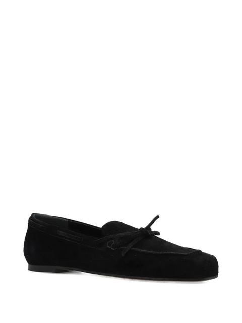 Aeyde bow-detail suede loafers - Black - zdjęcie produktu nr 2