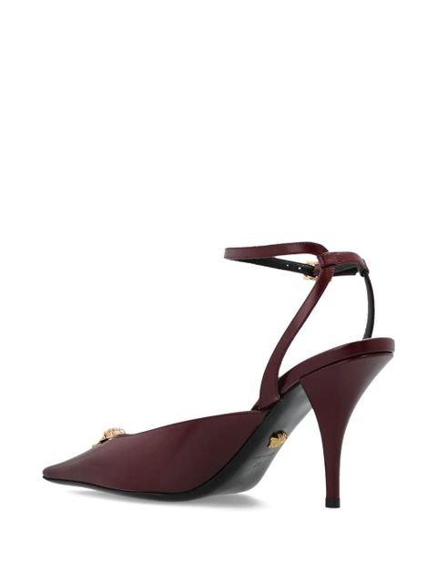 Versace 85mm La Medusa embellished pointed-toe heeled pumps - Red