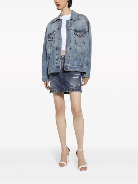 Dolce & Gabbana logo-patch cotton denim jacket - Blue