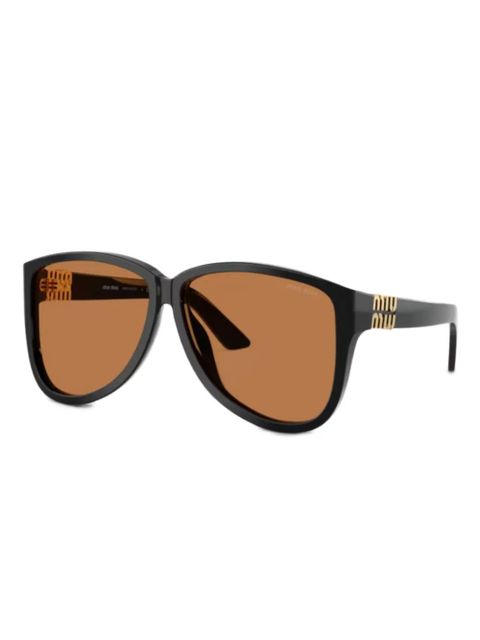 Miu Miu Eyewear logo geometric sunglasses - Black - zdjęcie produktu nr 1