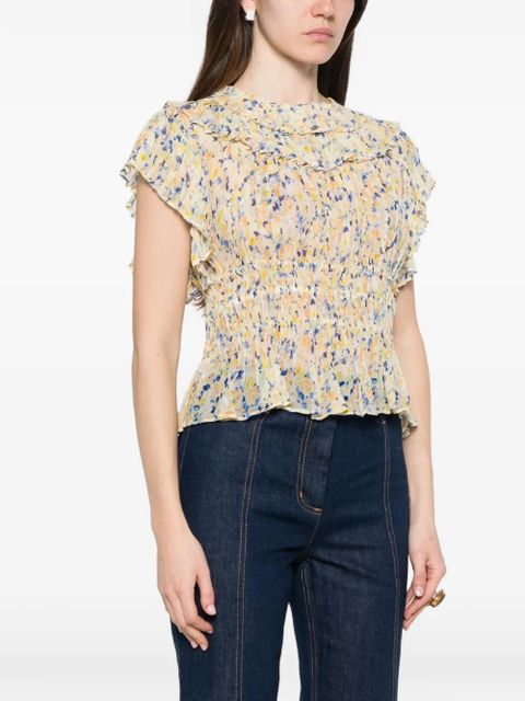 Ulla Johnson Athene ruffled floral-print blouse - Neutrals