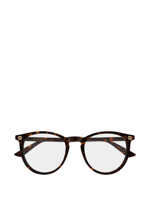 Gucci Eyewear round-frame logo-detail glasses - Brown - zdjęcie produktu nr 1
