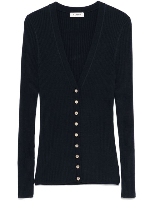 SANDRO ribbed cardigan - Blue