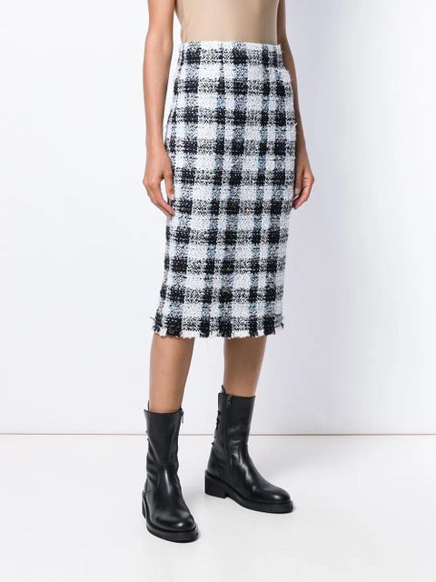 Alexander McQueen plaid tweed skirt - Black