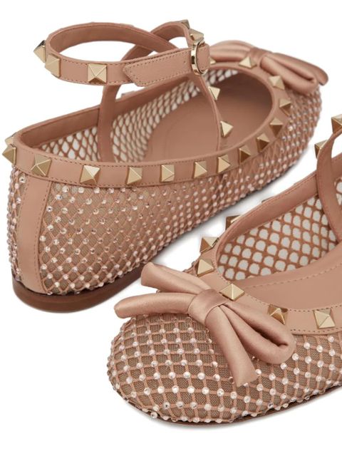 Valentino Garavani Rockstud mesh ballet flats - Pink