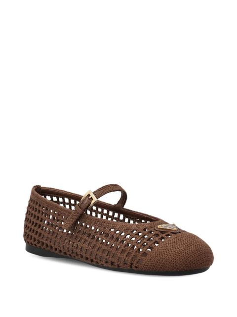 Prada openwork strap ballerina shoes - Brown - zdjęcie produktu nr 2