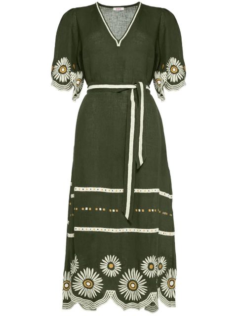ERES Hortense floral-embroidered linen dress - Green - zdjęcie produktu nr 1