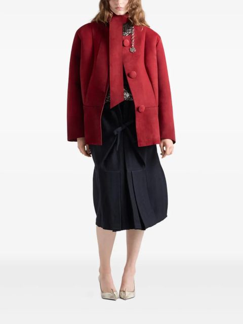 Prada bow-detail buttoned jacket - Red - zdjęcie produktu nr 2
