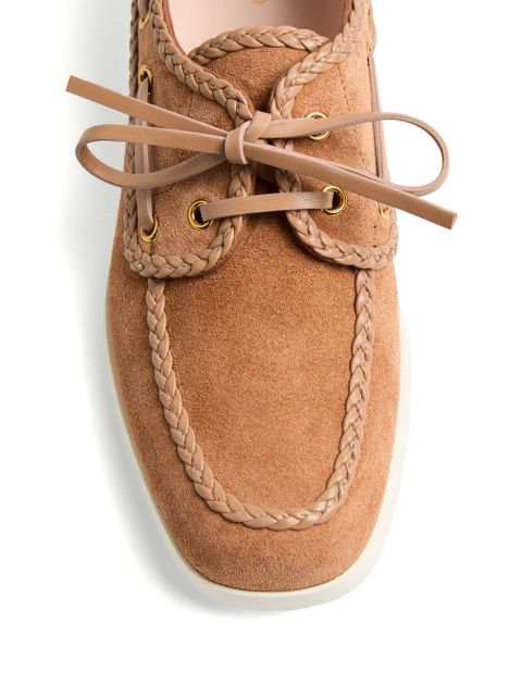 Valentino Garavani palm avenue braided-edge boat shoes - Brown