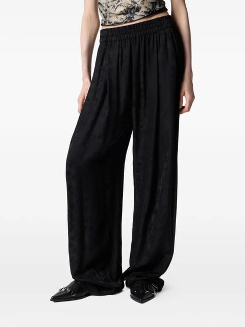 PINKO floral-jacquard elasticated-waist trousers - Black