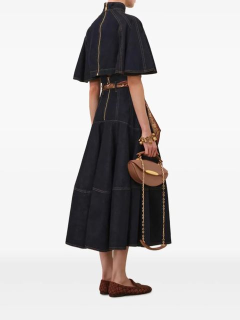 ZIMMERMANN high-neck flared denim coat - Blue