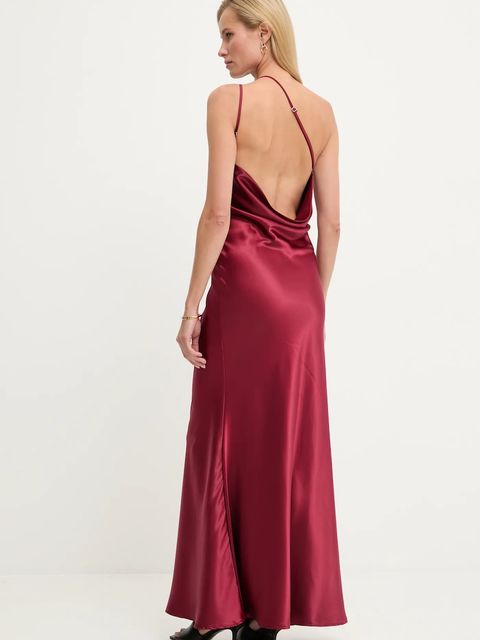 Answear.LAB sukienka kolor bordowy maxi rozkloszowana
