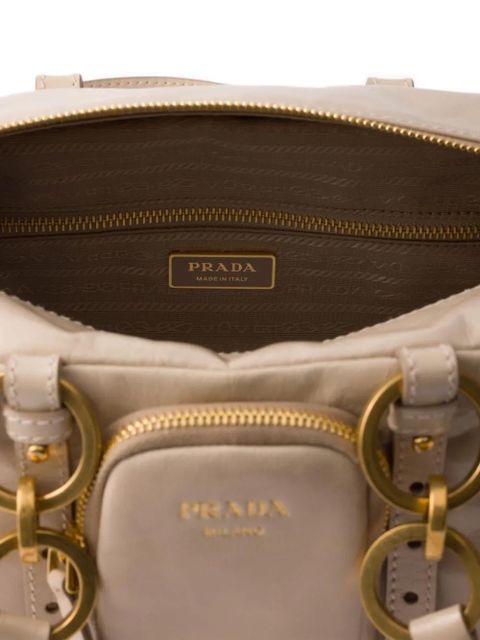 Prada Dangle leather tote bag - Neutrals - zdjęcie produktu nr 2