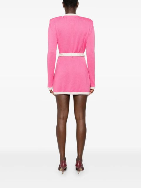 Rowen Rose two-tone belted cardigan - Pink