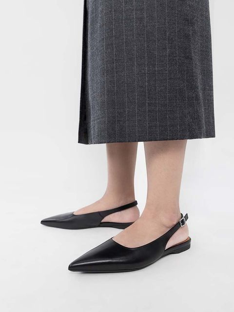 Vagabond Shoemakers baleriny skórzane HERMINE kolor czarny z odkrytą piętą 5733-101-20