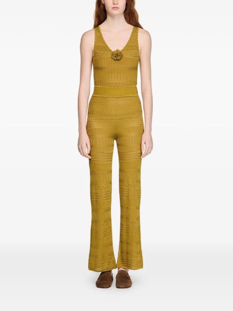 SANDRO pointelle knit trousers - Green