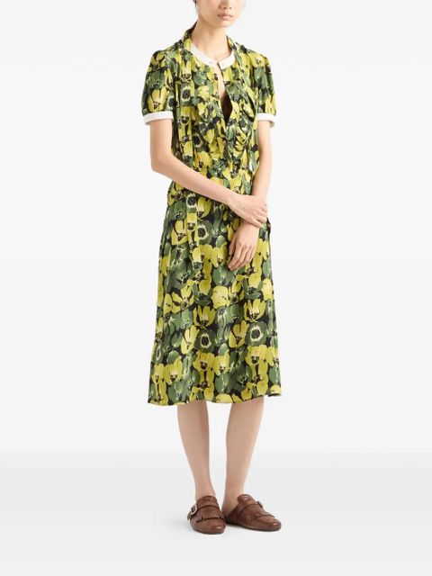Prada printed crepe de chine dress - Yellow - zdjęcie produktu nr 2
