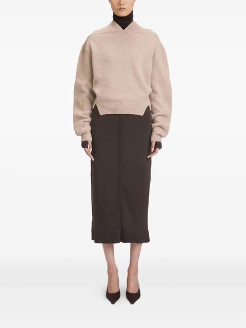 Victoria Beckham V-neck yoke detail sweater - Neutrals - zdjęcie produktu nr 2