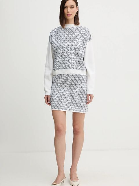 Guess spódnica z domieszką wełny AUBREY kolor beżowy mini ołówkowa W5BD81 Z3JD2