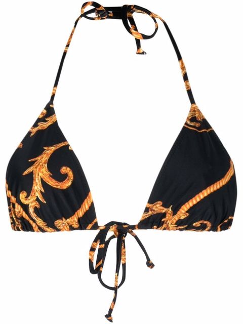 GANNI baroque-print halterneck bikini top - Black - zdjęcie produktu nr 1