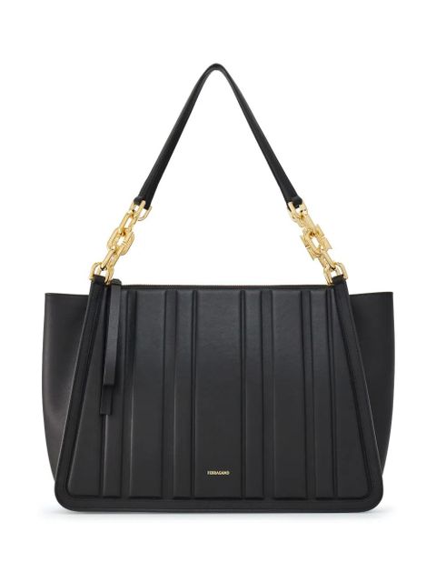 Ferragamo panelled-design leather tote bag - Black - zdjęcie produktu nr 1
