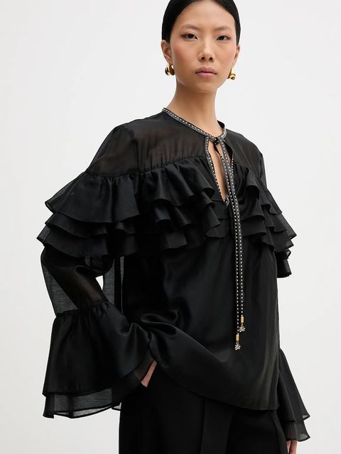 Karl Lagerfeld bluzka damska kolor czarny gładka B1W11011