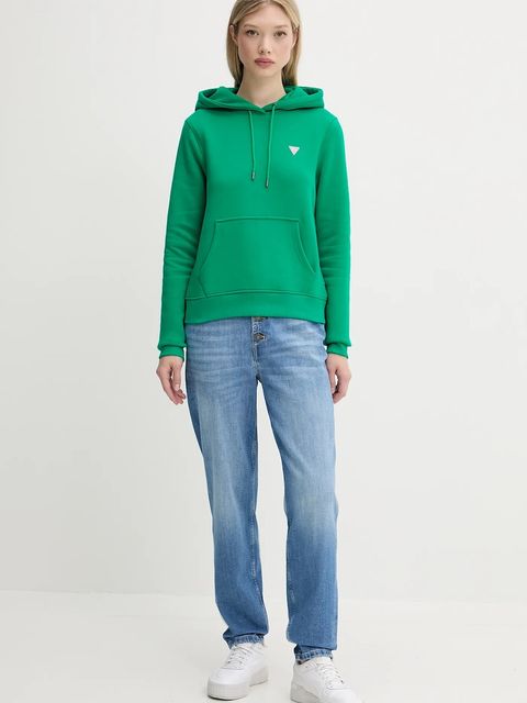 Guess Jeans bluza damska kolor zielony z kapturem gładka W4YQ04 KC811 - zdjęcie produktu nr 2