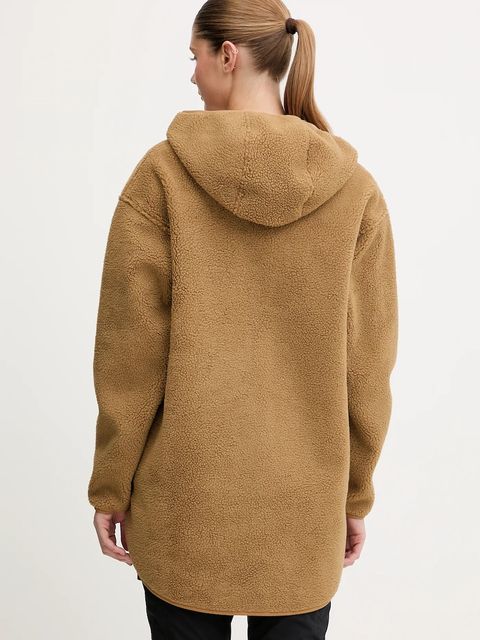 Fjallraven bluza Vardag Pile damska kolor zielony z kapturem gładka F14600256-232