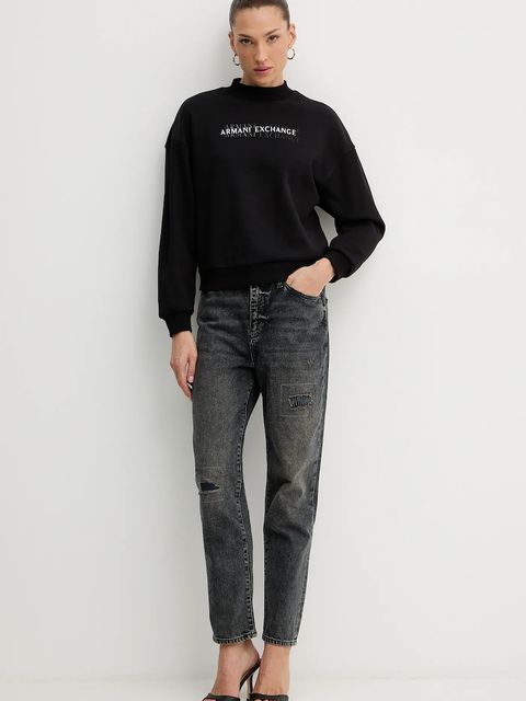 Armani Exchange bluza bawełniana damska kolor czarny z nadrukiem XW000787 AF16141 - zdjęcie produktu nr 2