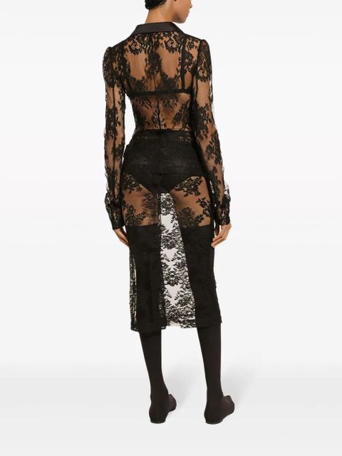 Dolce & Gabbana tulle sheer midi skirt - Black