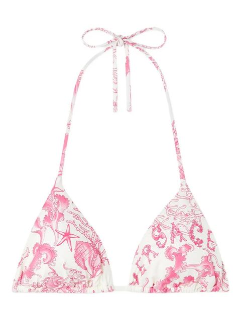 Versace floral-print triangle bikini top - White - zdjęcie produktu nr 1