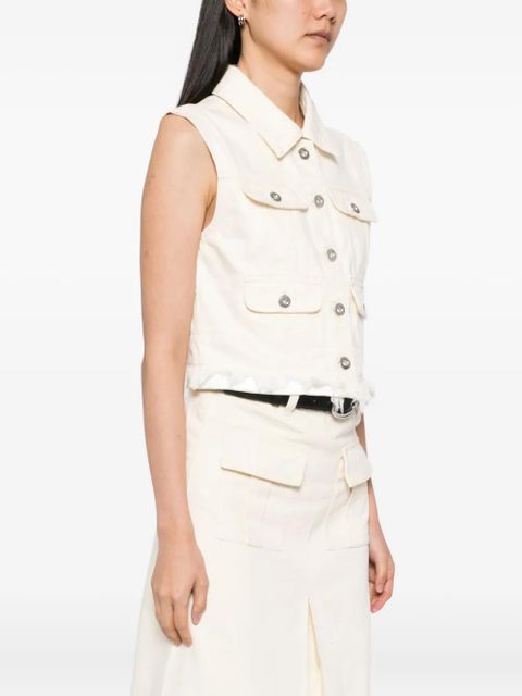 Self-Portrait sleeveless denim jacket - Neutrals - zdjęcie produktu nr 2