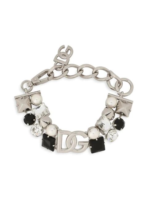 Dolce & Gabbana DG-logo rhinestone-embellished bracelet - Silver - zdjęcie produktu nr 1